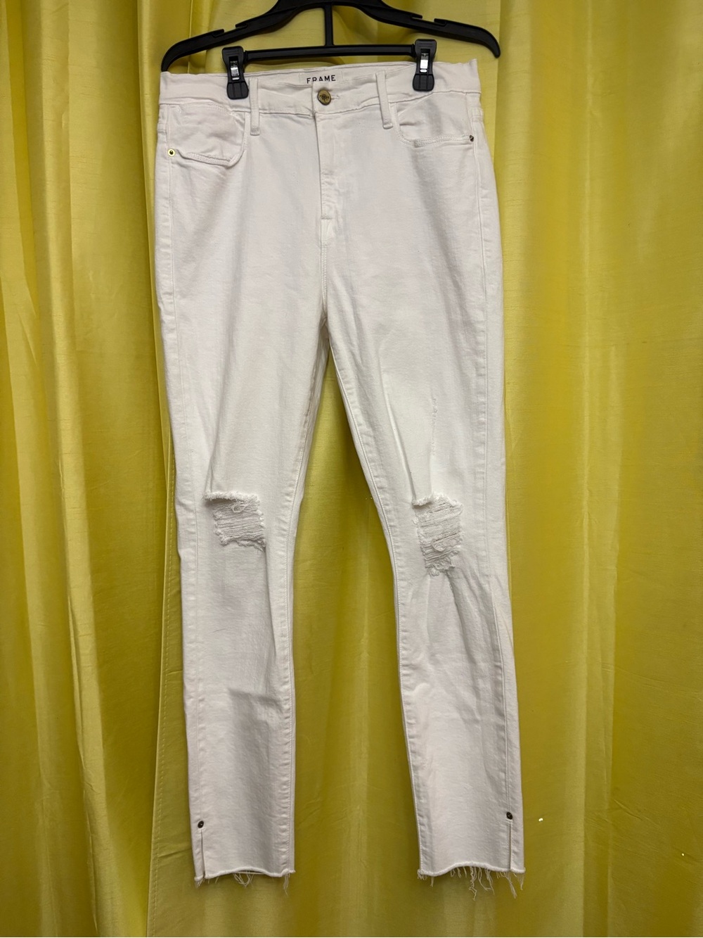 Frame Denim White Distressed Skinny Jeans